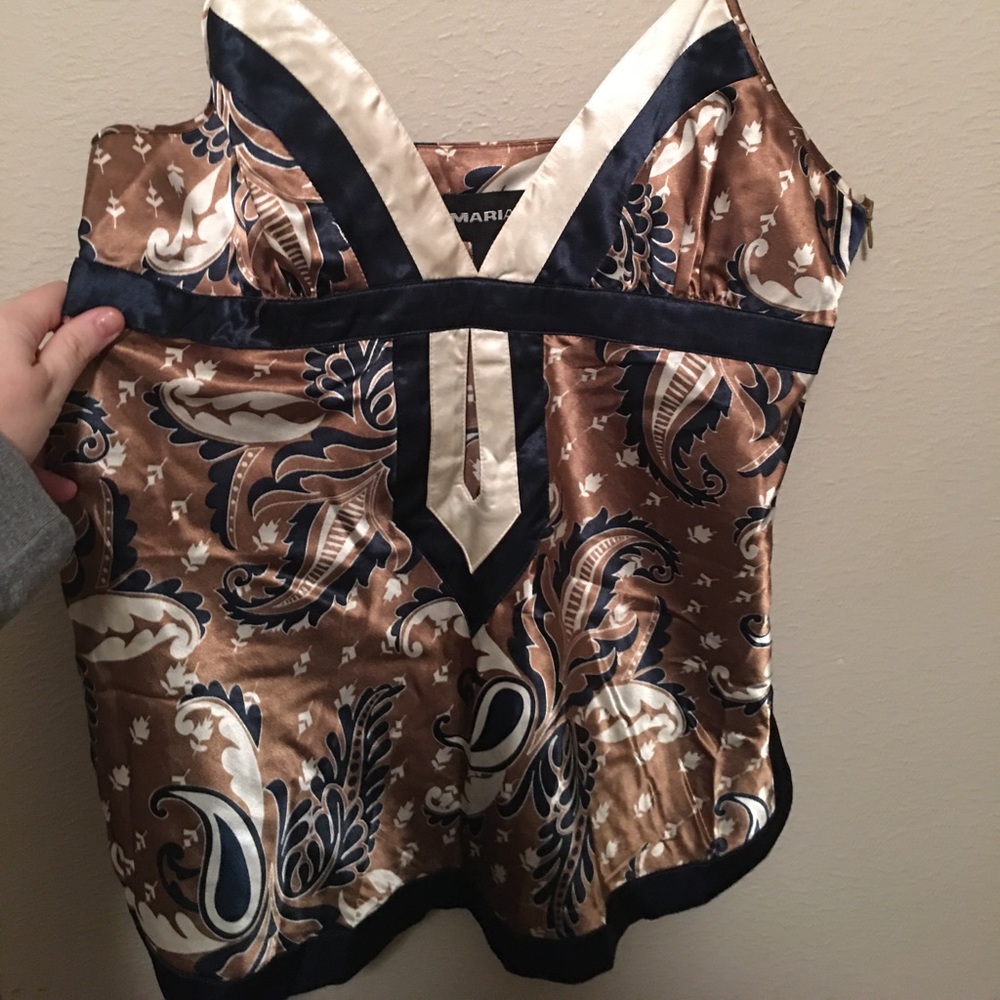 Teal tan & cream Spaghetti strap tank top torrid silky